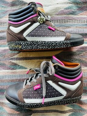Pastry Shoe Collection Brown Pink Suede Leather High Top Y2K size 9